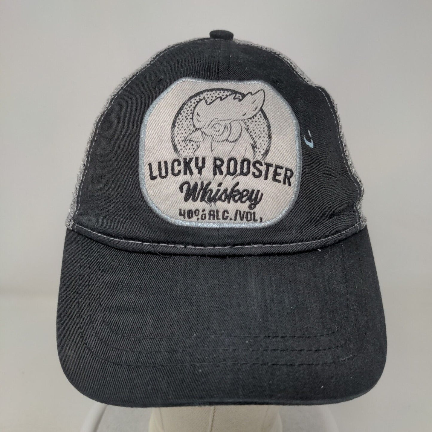 Lucky Rooster Whiskey Snapback Trucker Hat Black OSFM Adjustable Mesh Back