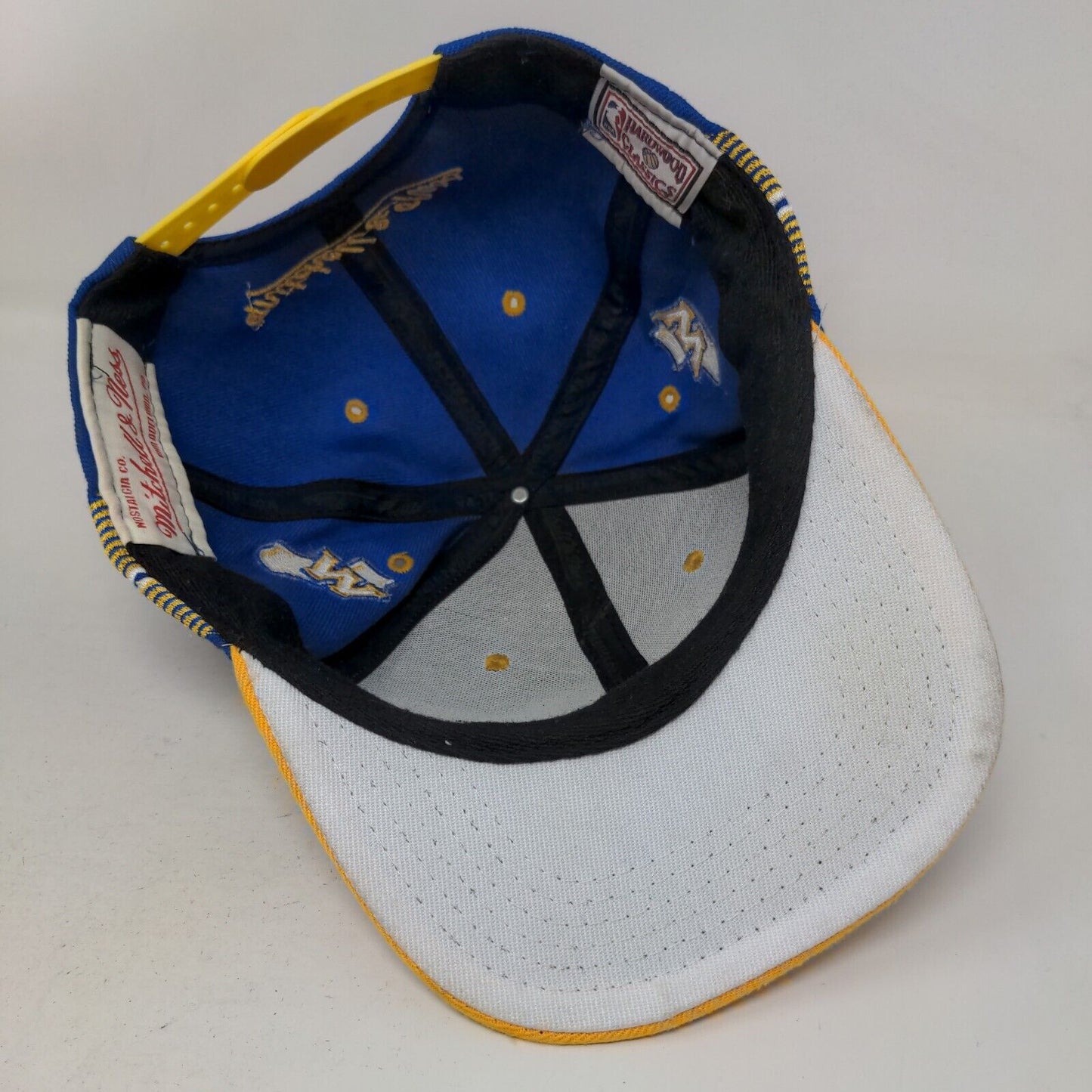 Mitchell & Ness Men's Snapback Hat Blue Yellow Embroidered Golden State Warriors