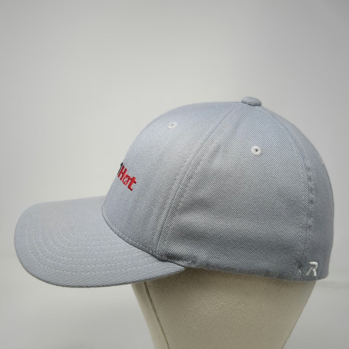 Richardson Baseball Cap Gray M Fitted RapidHot Embroidered Logo Curved Brim Hat