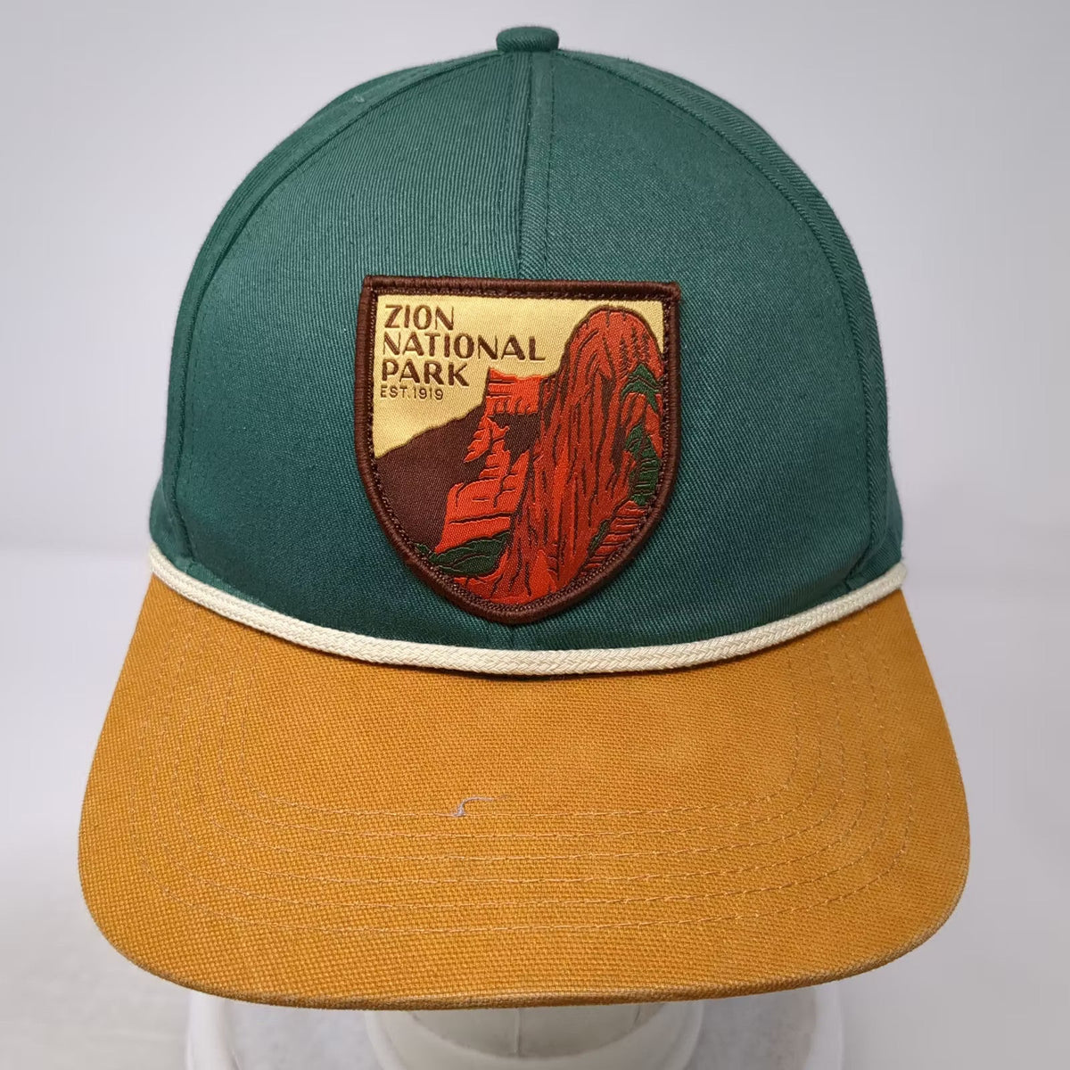 Sendero Zion National Park Green Snapback Hat One Size Topo Map Rope Adjustable