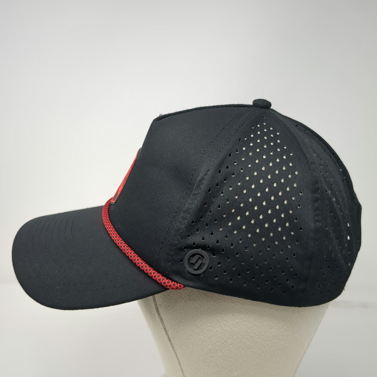 PROS Trucker Hat Black One Size Rope PVC Patch Perforated Snapback Serve Elevate