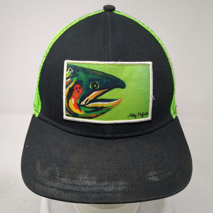 Abby Paffrath Trucker Hat Black Green One Size Fish Patch Art for All Snapback