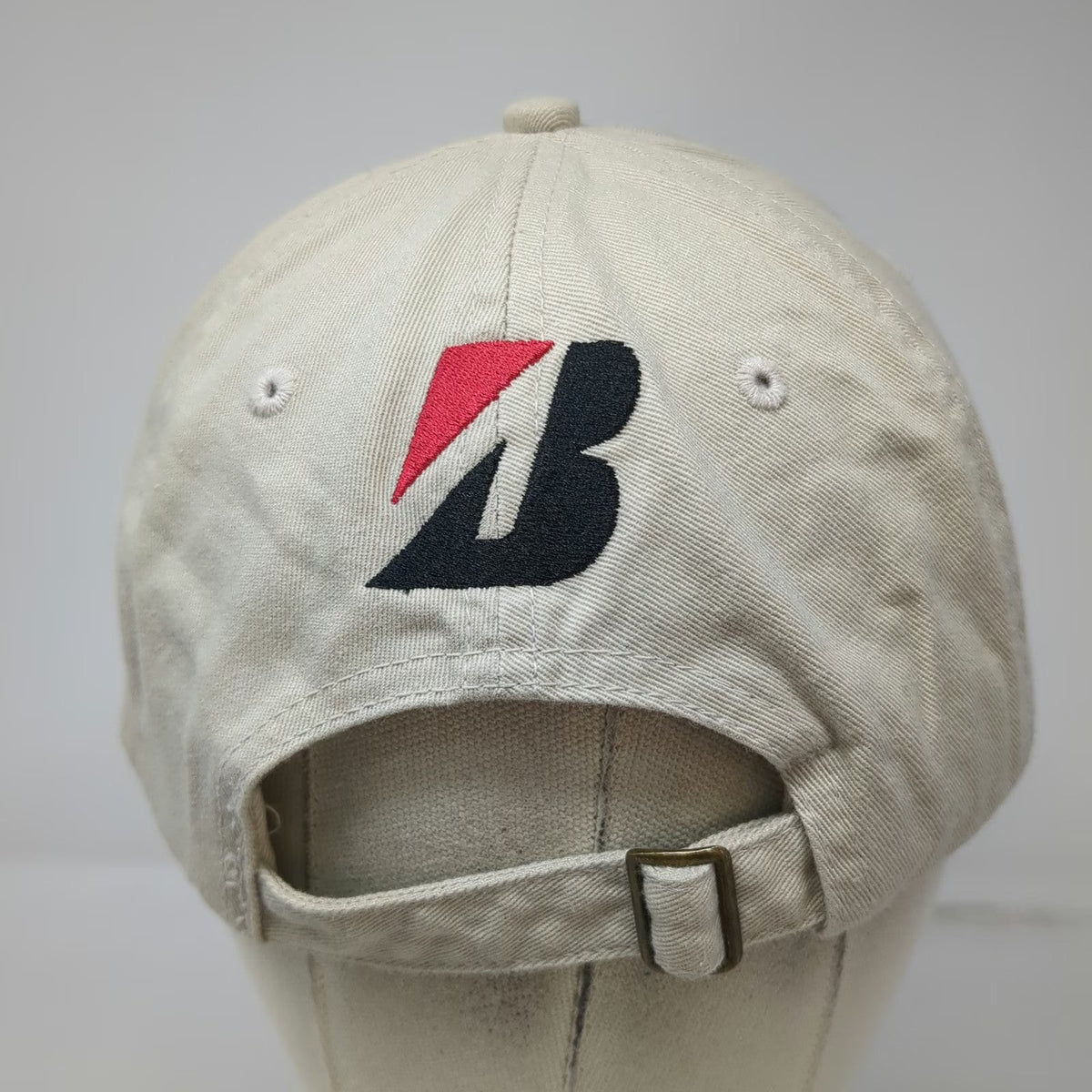 Bridgestone Golf Baseball Cap Beige One Size Slideback Boom It Embroidered Hat