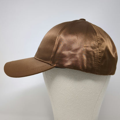 WYETH Brown Baseball Cap One Size Adjustable Satin Shiny Polyester Hat