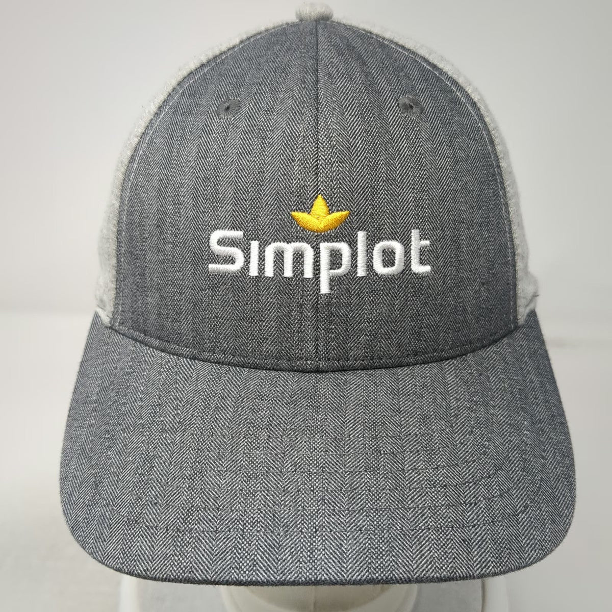 K-Products Simplot Gray One Size Baseball Cap Hat Herringbone Jersey Strapback