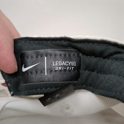 Nike Baseball Cap White Black One Size Dri-Fit Legacy91 Swoosh Strapback hat