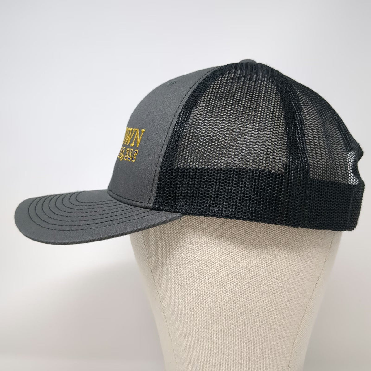 Richardson Trucker Hat Gray One Size Crown Utilities LLC Logo Snapback Mesh Back