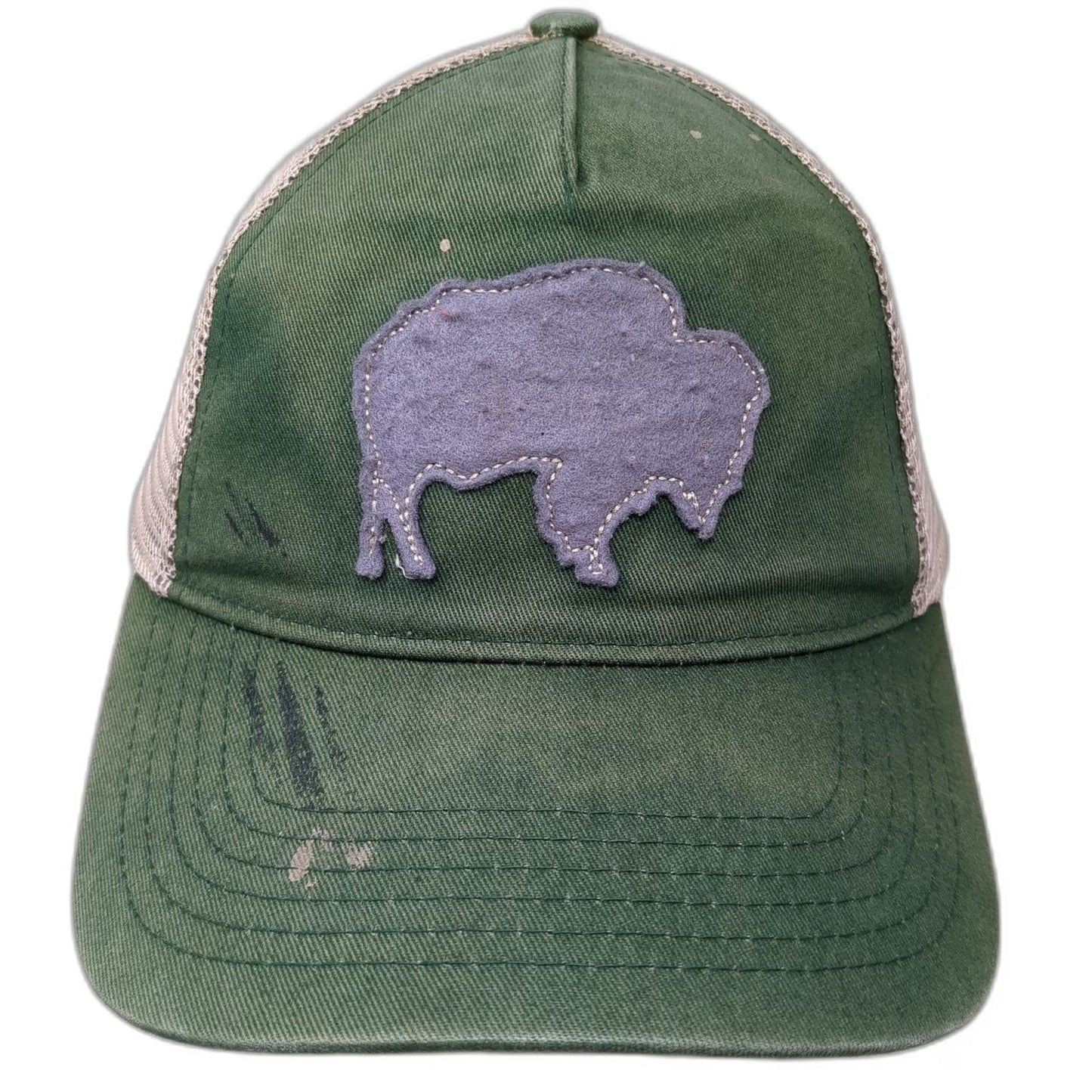 Mountain Khakis Trucker Hat Green One Size Bison Patch Mesh Snapback Wyoming