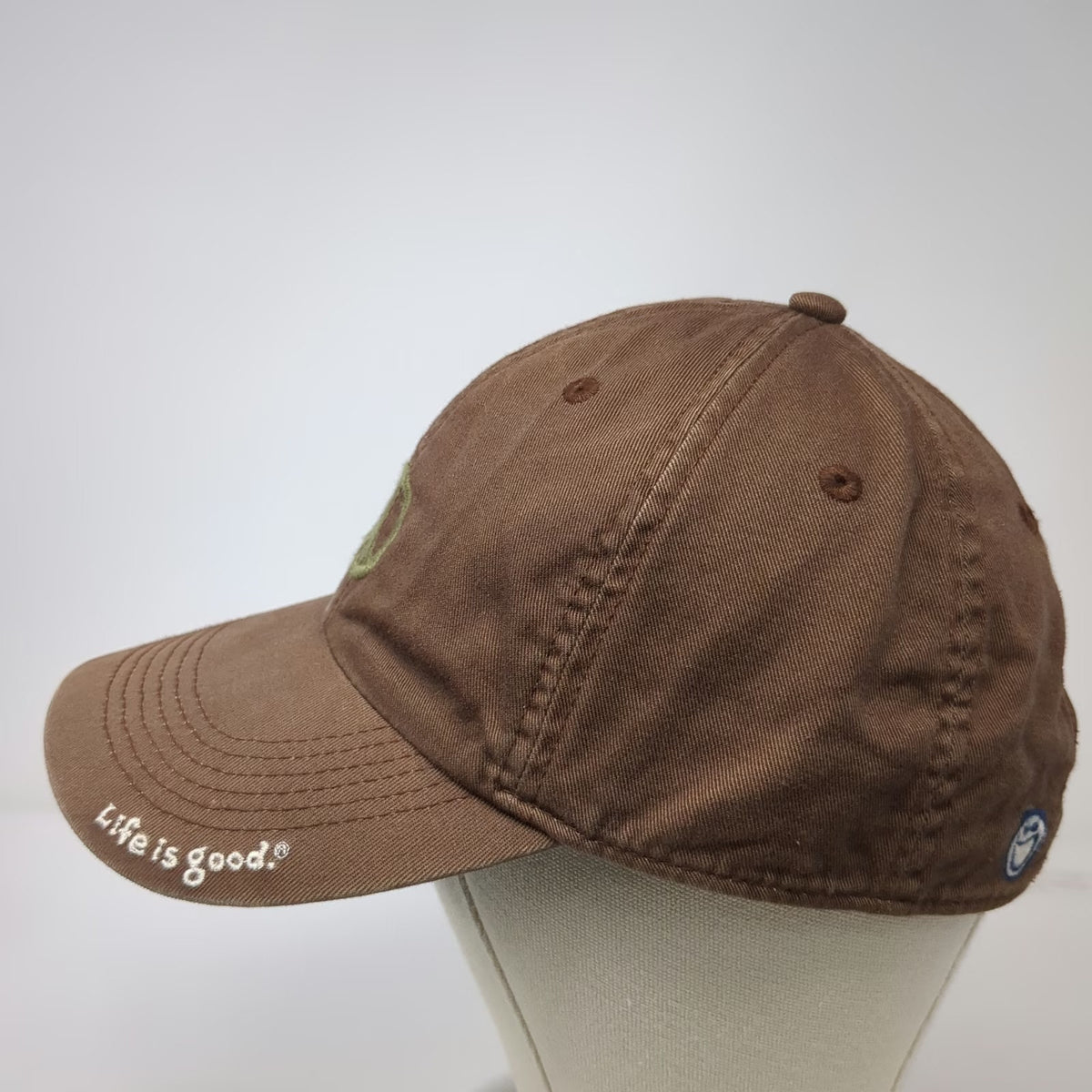 Life is good Baseball Cap Brown One Size Peace Symbol Cotton Slideback Hat