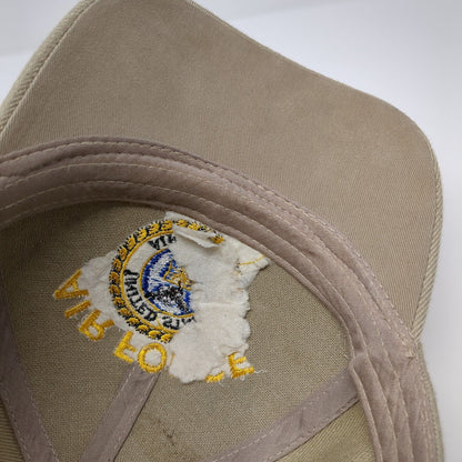 Air Force Retired Strapback Hat Tan One Size Adjustable Solid 6 Panel