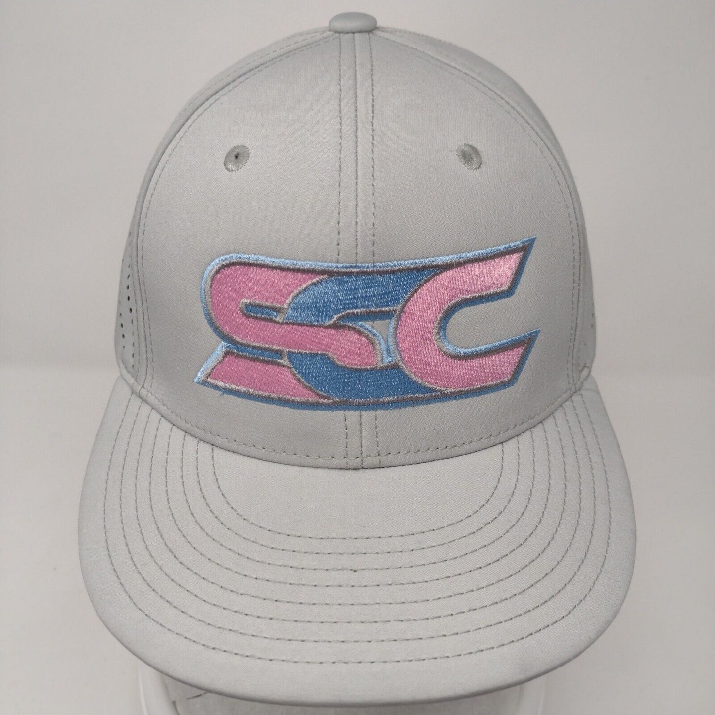 SCC The Crew Fitted Hat Gray L/XL Embroidered 47One 6 Panel Pacific Headwear