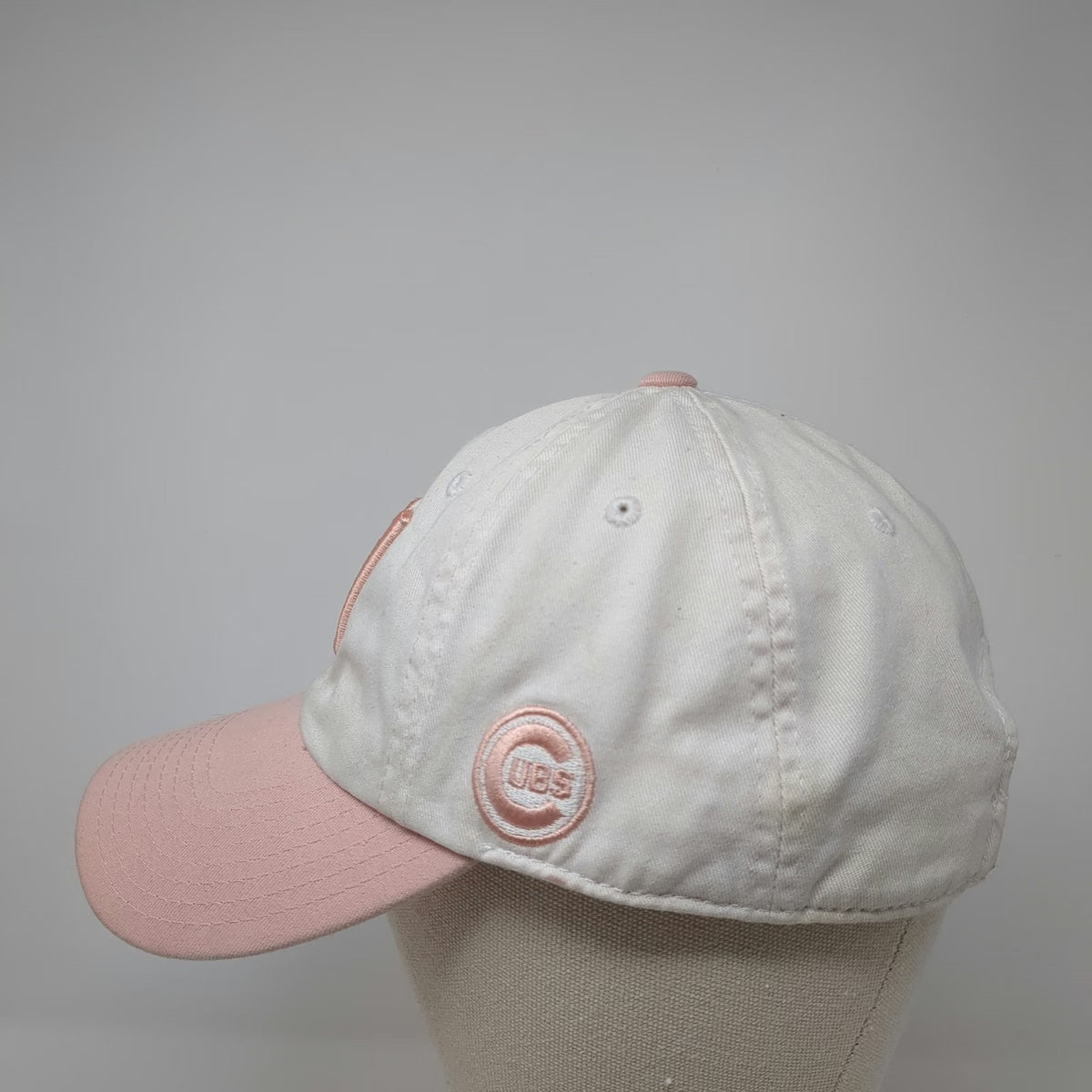 American Needle Baseball Cap White Pink One Size Chicago Cubs W Hat Slideback
