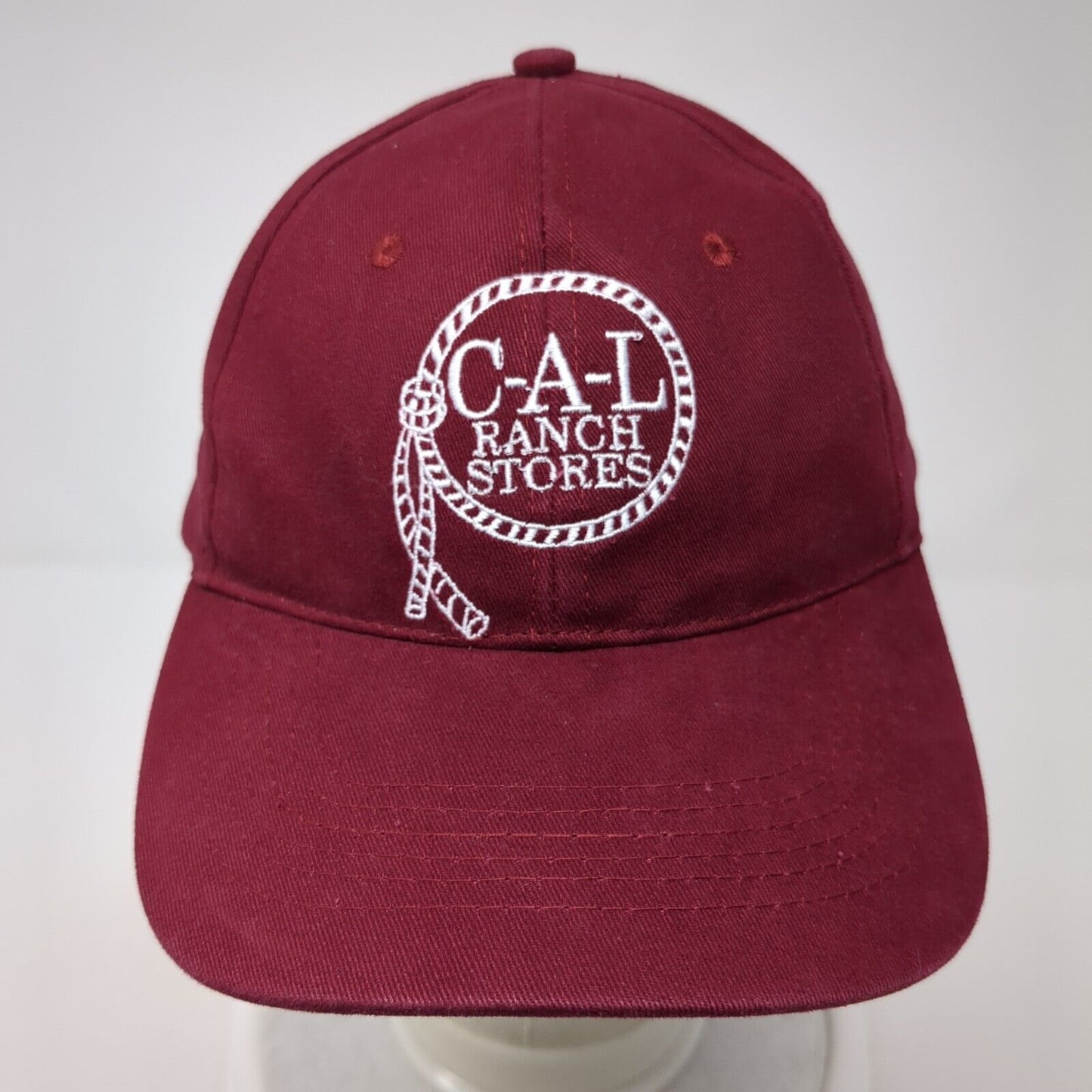C-A-L Ranch Stores Strapback Hat Red One Size Adjustable Embroidered