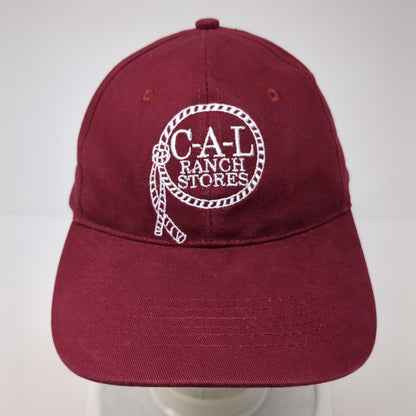 C-A-L Ranch Stores Strapback Hat Red One Size Adjustable Embroidered
