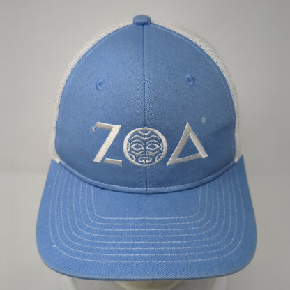 ZOA Energy Snapback Trucker Hat Blue One Size Adjustable Embroidered Mesh Back