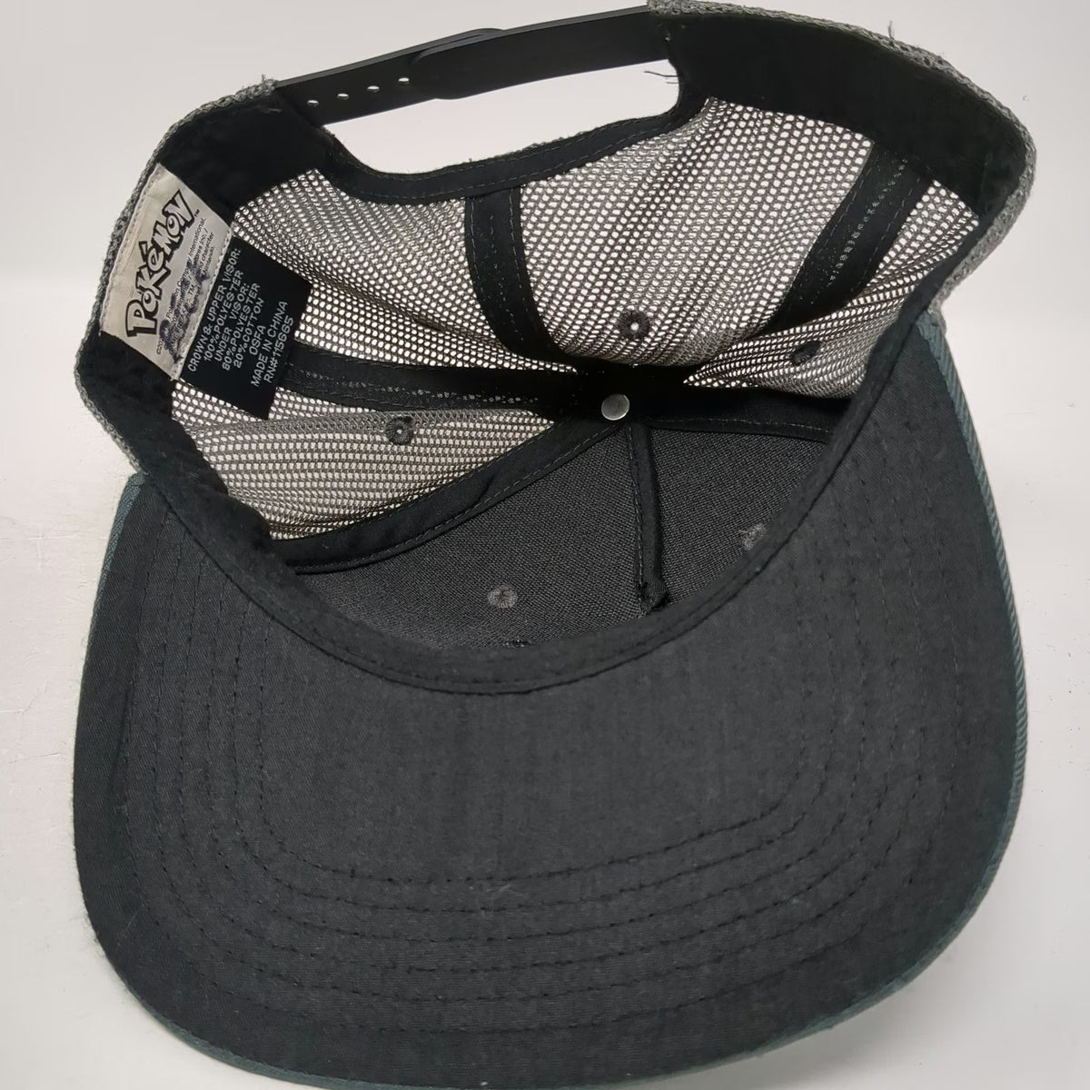 Pokemon Trucker Hat Gray One Size Pikachu Poke Ball Mesh Snapback Flat Brim Logo