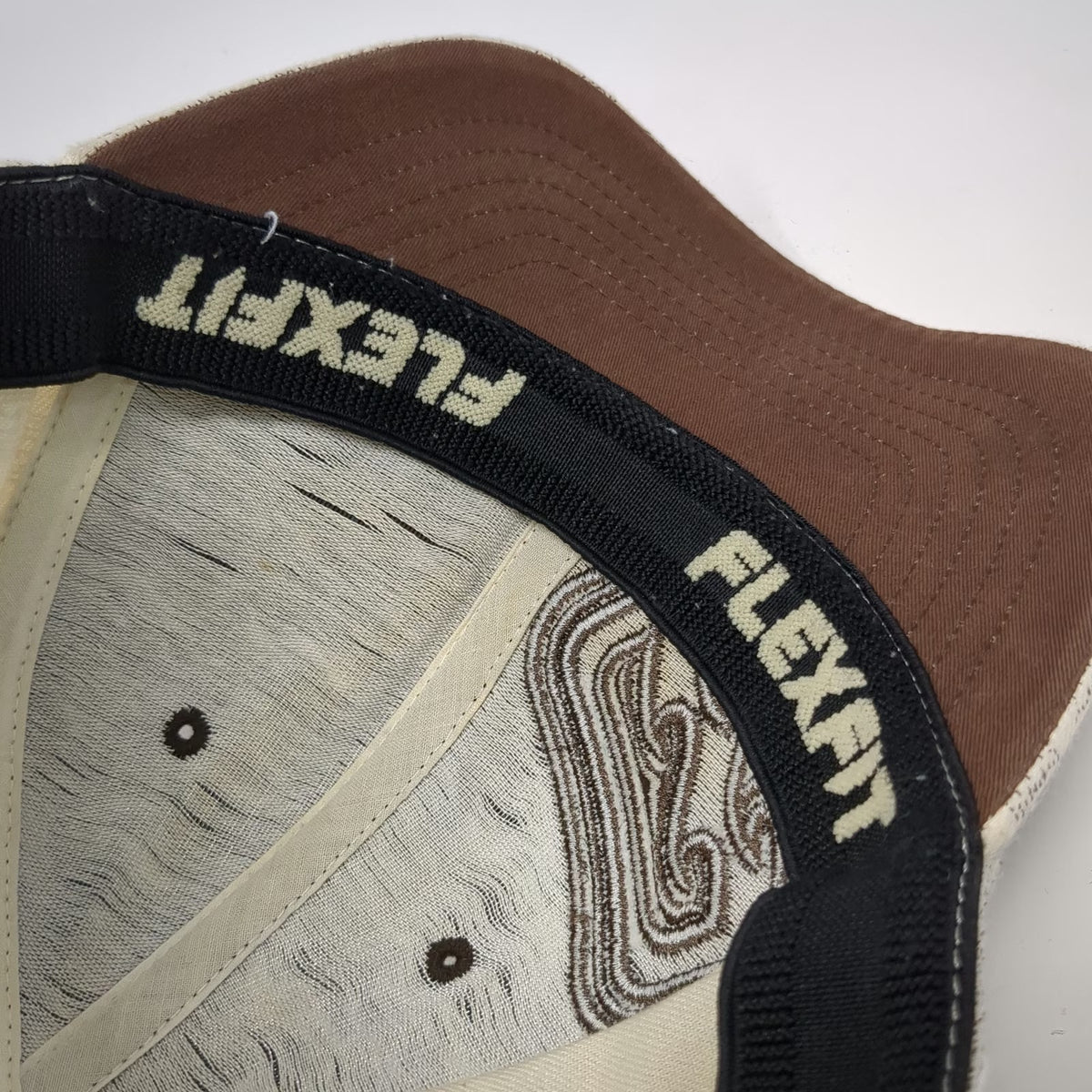 Billabong Baseball Cap Brown White One Size Flexfit All Over Print Wave Logo Hat