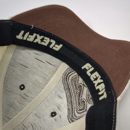 Billabong Baseball Cap Brown White One Size Flexfit All Over Print Wave Logo Hat
