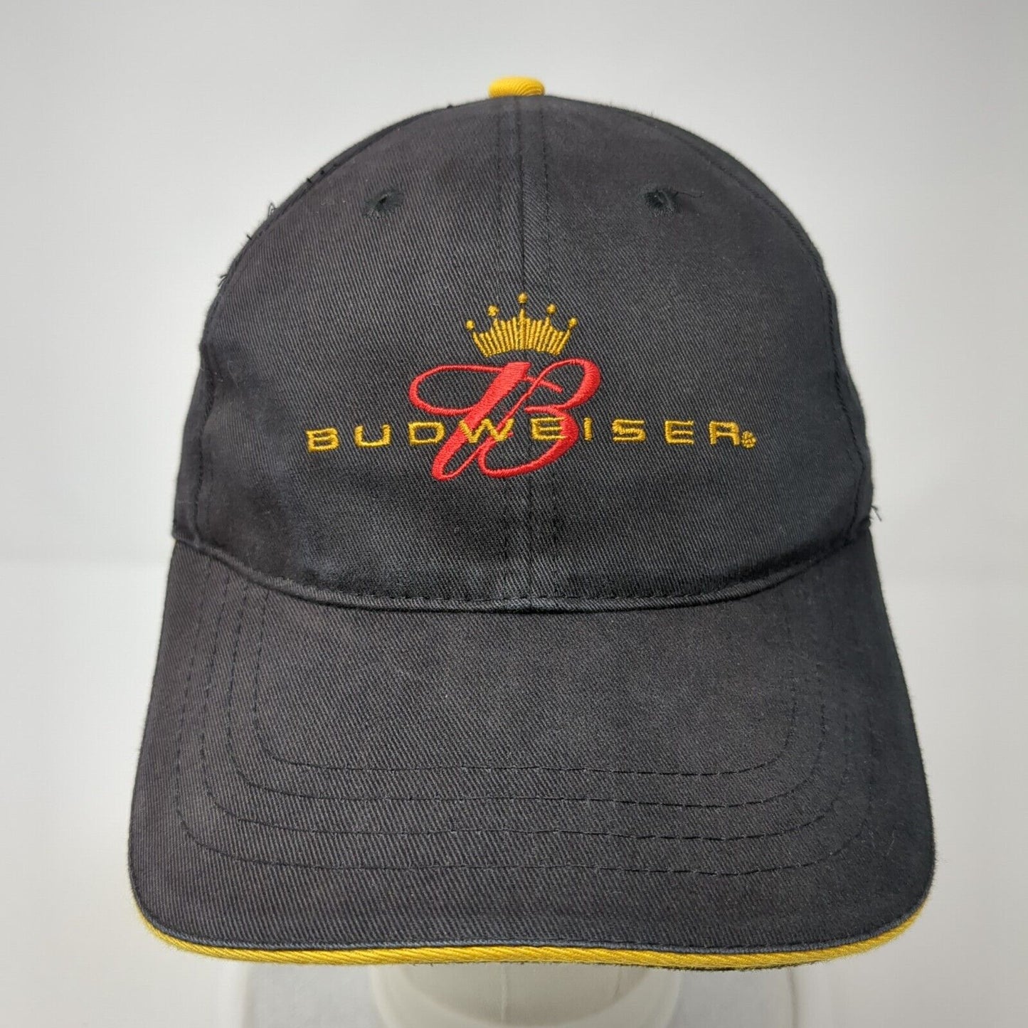 Budweiser Slideback Hat Black One Size Adjustable Embroidered 6 Panel Cotton