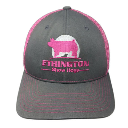 Richardson 112 Trucker Hat Gray Pink Pig Ethington Show Hogs Mesh Back One Size