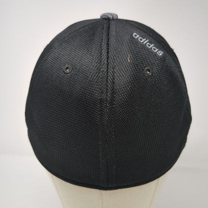 adidas Baseball Cap Gray XL Mesh Back Stretch Fit Space Dye Heathered Curved Hat