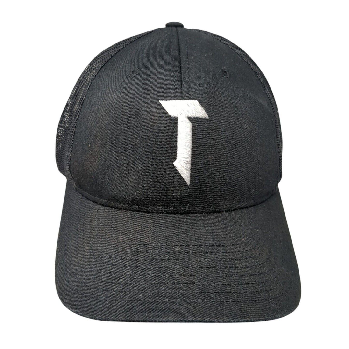Letter T Logo Snapback Trucker Hat Black M/L Mesh Back Embroidered