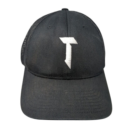 Letter T Logo Snapback Trucker Hat Black M/L Mesh Back Embroidered