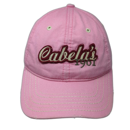 Cabela's Baseball Cap Pink One Size Distressed Brim Contrast Stitch Hat