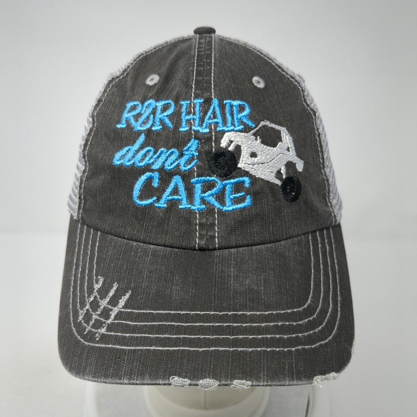 HG Strapback Trucker Hat Gray One Size Hair Don't Care Embroidered