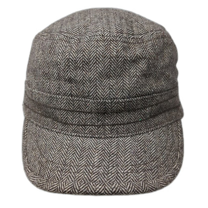 Banana Republic Army Cap Brown S/M Fitted Herringbone Wool Hat Cadet Casual