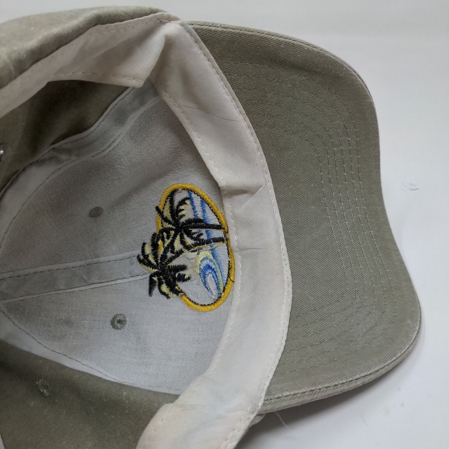 Antigua Men's Strapback Hat Beige Size 58CM Embroidered Beach Palm Tree Logo