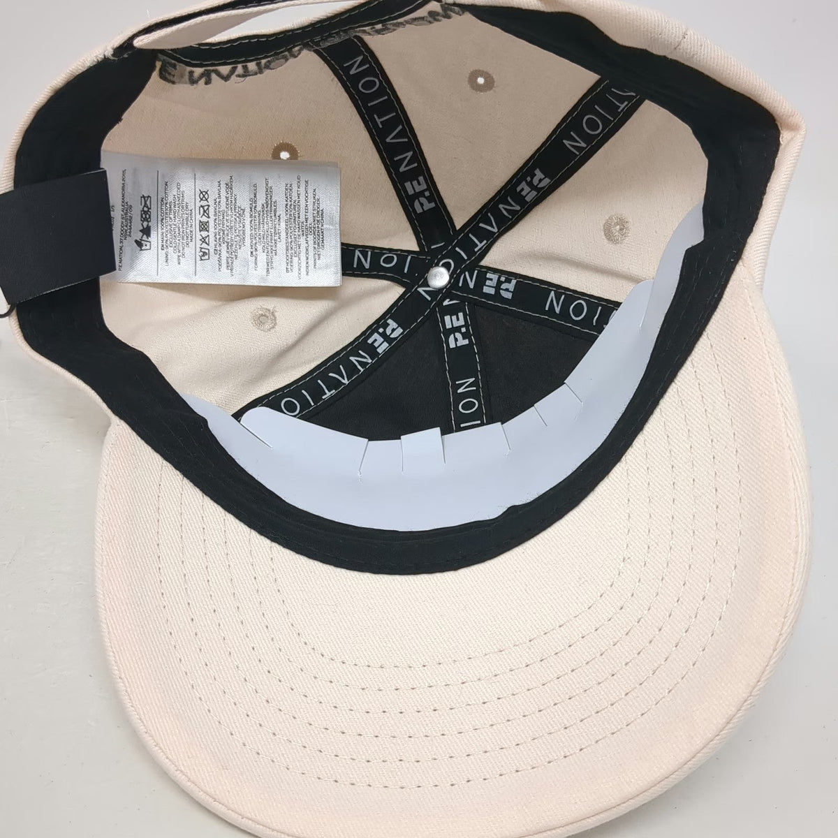 P.E Nation Baseball Cap Beige One Size Strapback Embroidered Worldwide Logo Hat