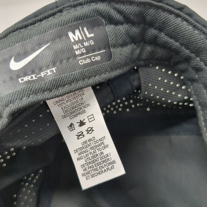 Nike Baseball Cap Black L Dri-FIT Perforated Running Hat Strapback Curved Bill