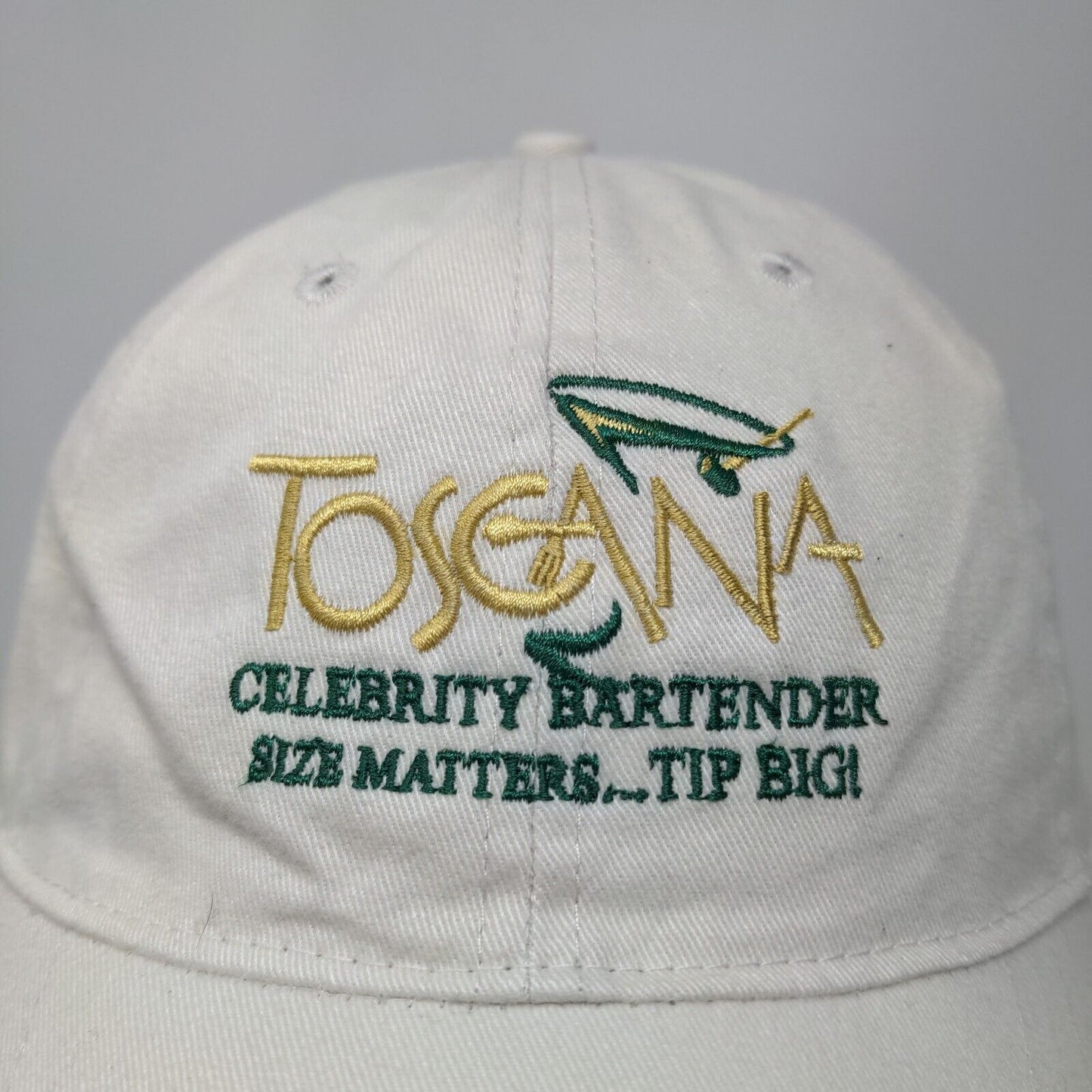 Toscana Men's Strapback Hat Tan Adjustable Embroidered Logo 100% Cotton