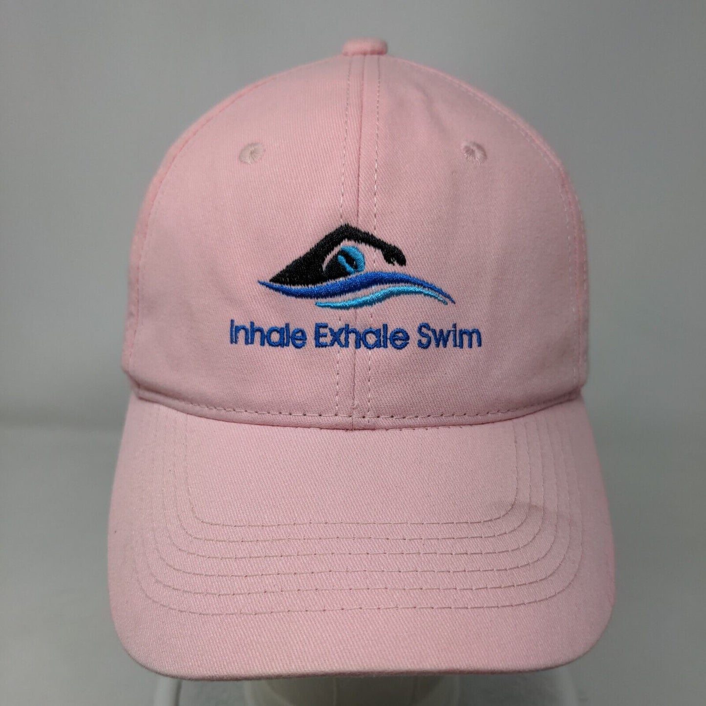 Inhale Exhale Swim Strapback Hat Pink One Size Embroidered George