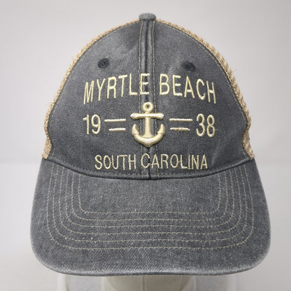 Myrtle Beach South Carolina Snapback Trucker Hat Gray One Size Mesh Back