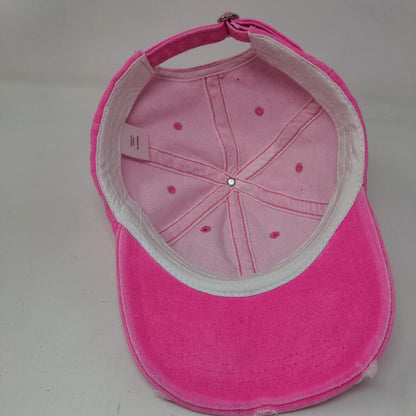 Unbranded Slideback Hat Pink One Size Adjustable Vented Holes Distressed Blank