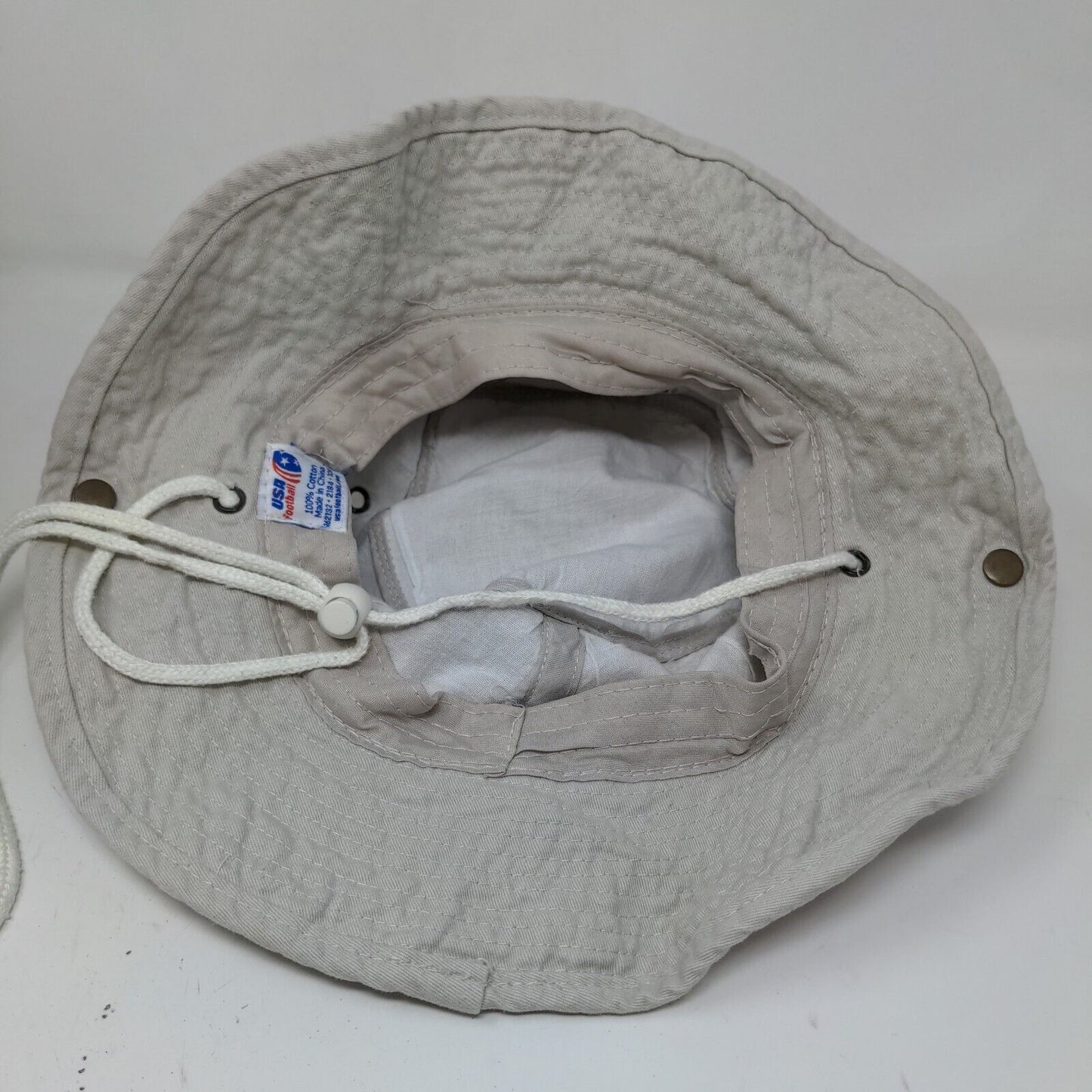 USA Football Men's Bucket Hat Gray Chin Strap 100% Cotton Embroidered Logo