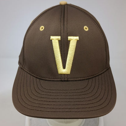 The Game Falcons Cap Brown Gold Size 7 3/8 Fitted Hat Gametek Embroidered V Logo