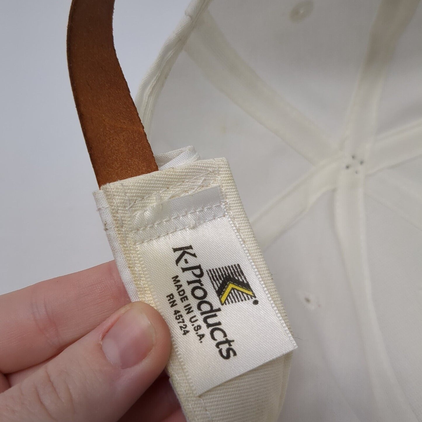 John Deere Slideback Hat White One Size Solid Leather Strap K-Products