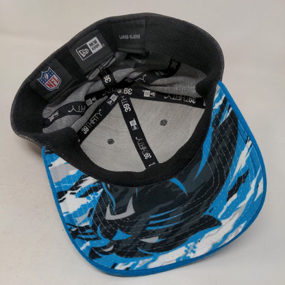 New Era Men's 39Thirty Fitted Hat Gray Blue L-XL 3D Carolina Panthers Logo