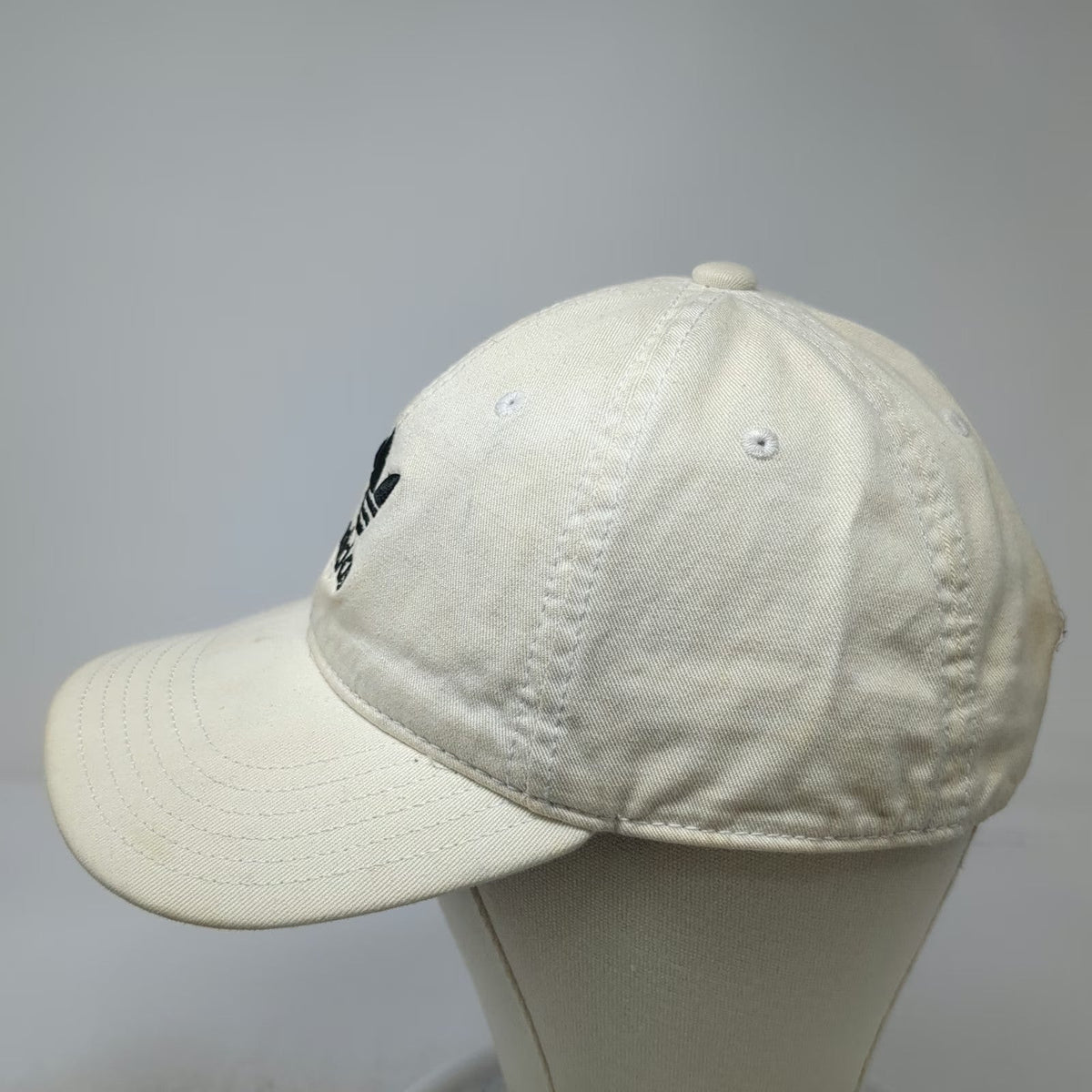 Adidas Baseball Cap Beige Black OSFM Trefoil Logo Strapback Gray Underbrim Hat