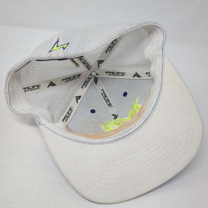 ML Fitted Trucker Hat Blue 7 3/8 Embroidered Mesh Back 404M Pacific Headwear