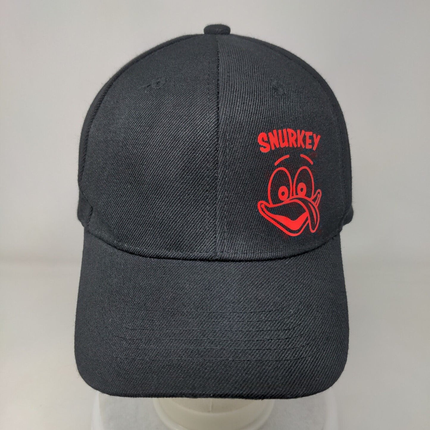 Snurkey Strapback Hat Black One Size Adjustable Vented Holes 6 Panel