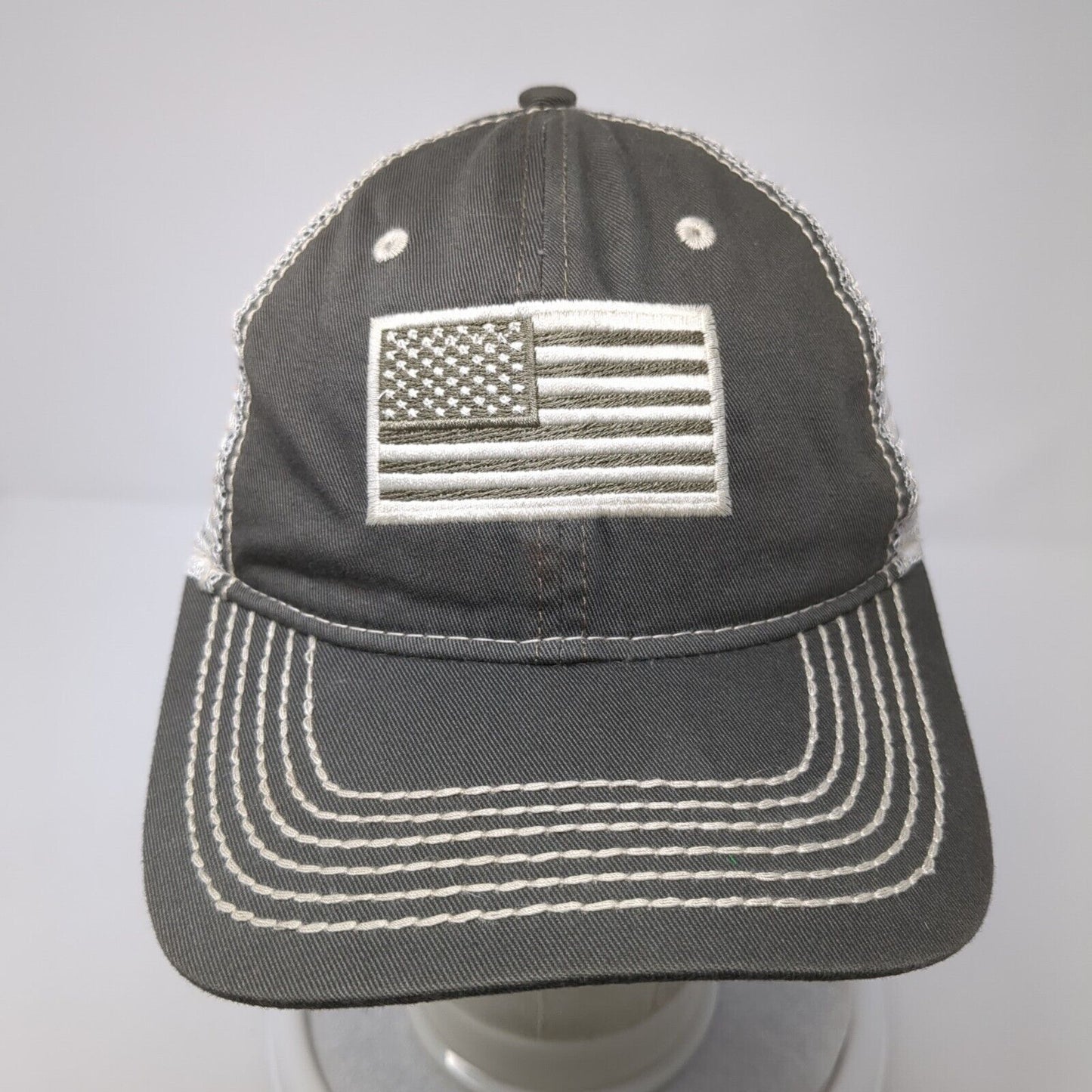 USA Flag HOAC BSA Strapback Mesh Back Trucker Hat Gray One Size Paramount