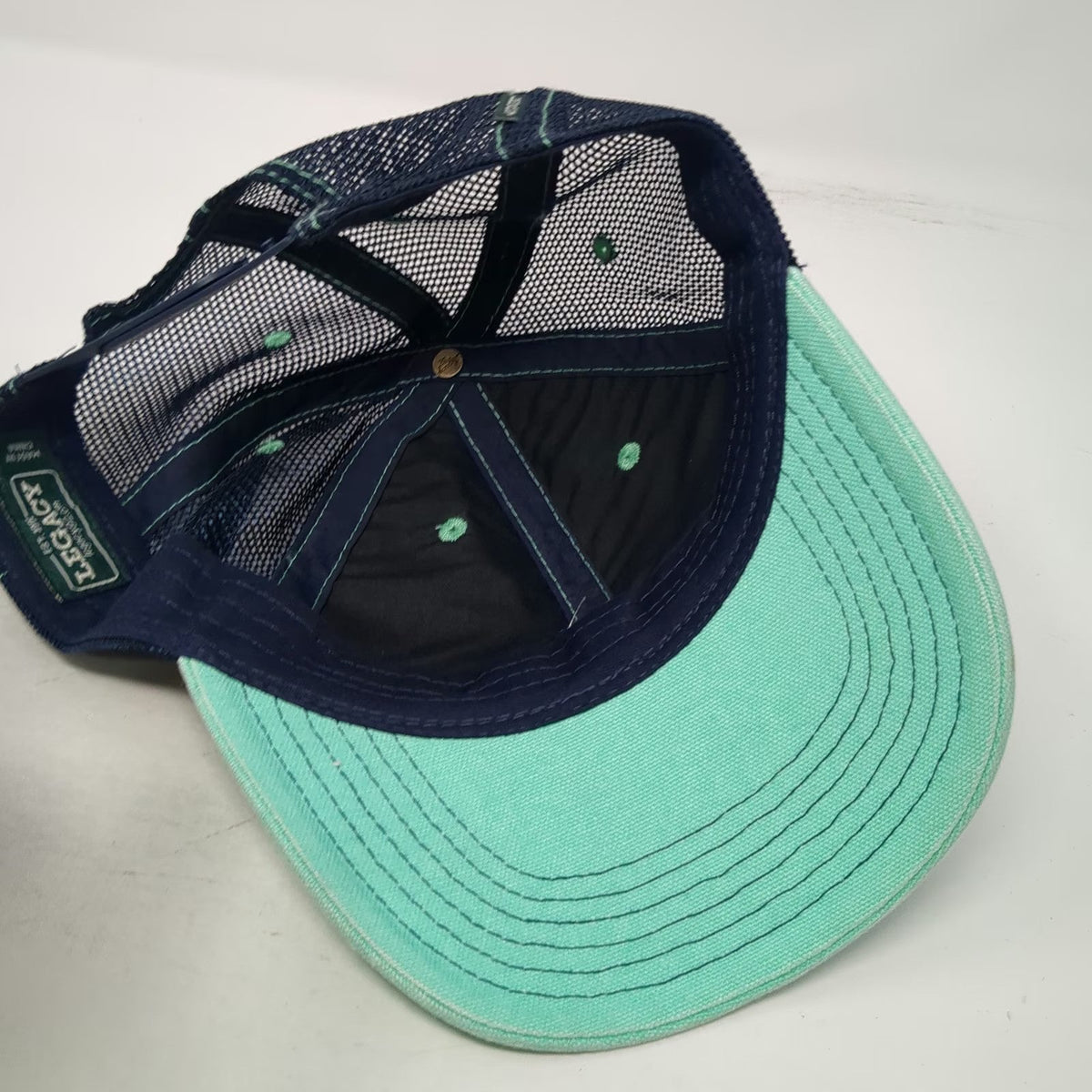 Legacy Trucker Hat Blue One Size Crab Embroidery Mesh Back Snapback Curved Brim