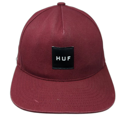 HUF 5 Panel Red Hat One Size Snapback Flat Brim Square Logo Patch Cotton