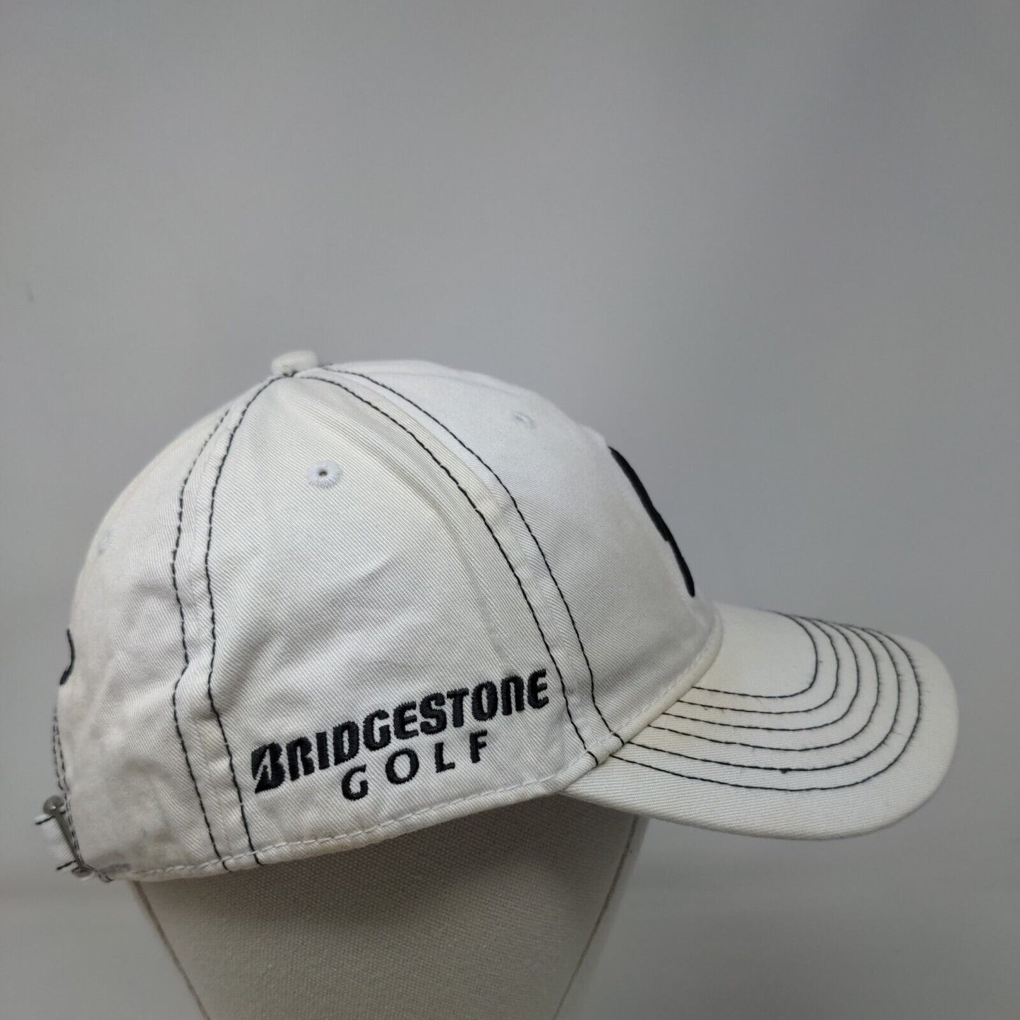Bridgestone Golf Slideback Hat White One Size Embroidered Adjustable