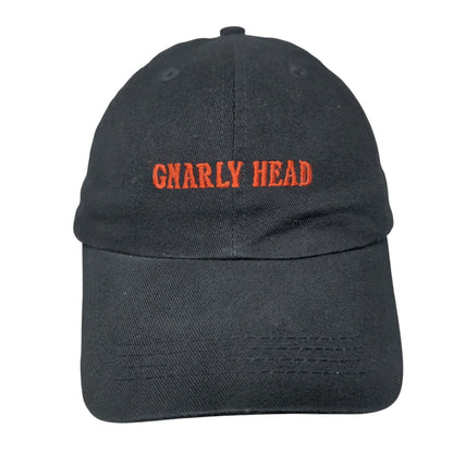 Gnarly Head Strapback Hat Black OSFM Adjustable Embroidered Vented Holes 6 Panel