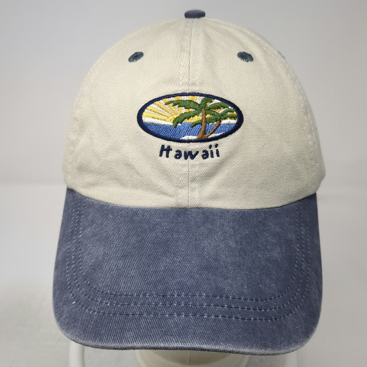 Ouray Hawaii Palm Tree Embroidered Baseball Cap Beige Blue One Size Hat Souvenir